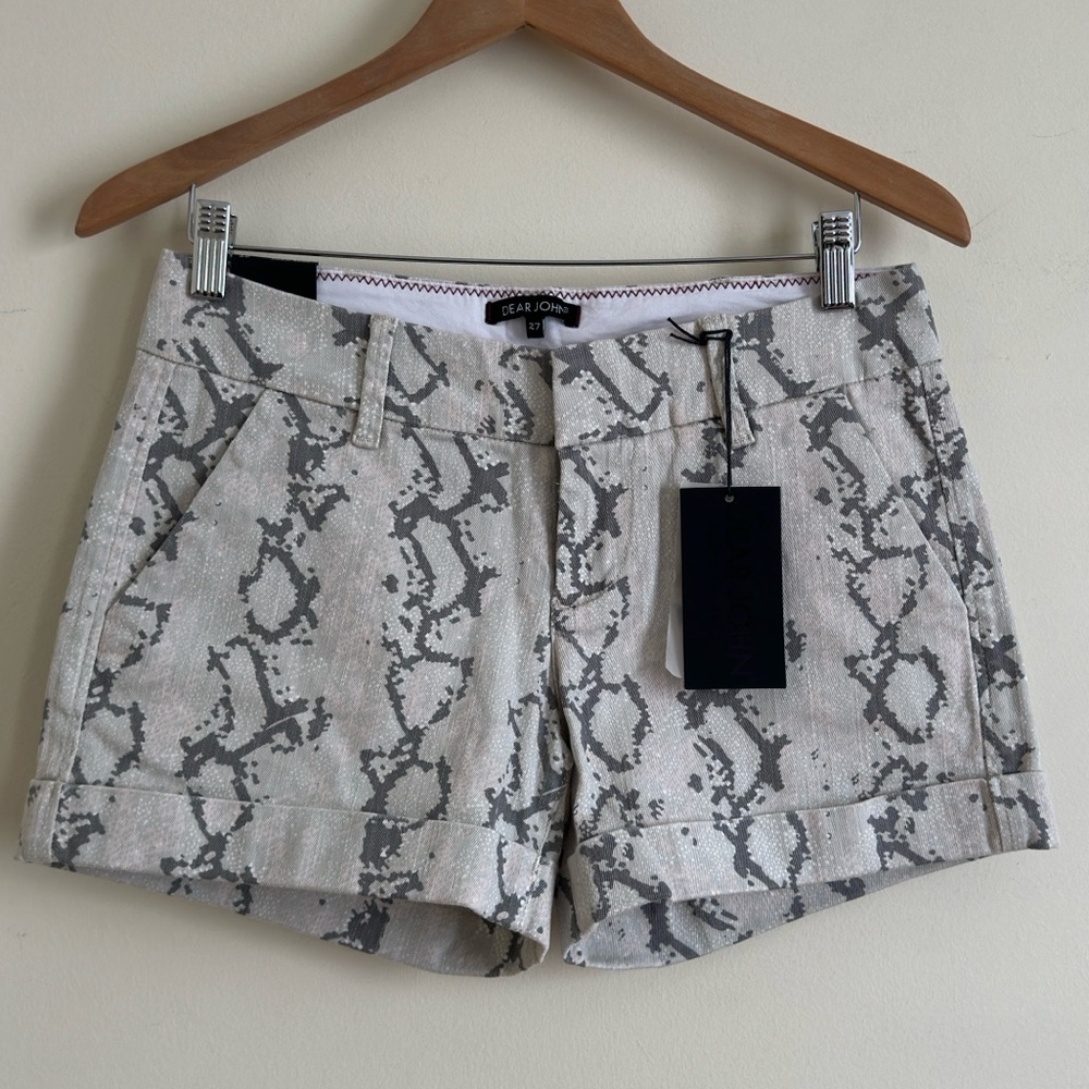 Dear John Finnegan Roll Cuff Snake Print Shorts Gray Sz 27 NWT - Picture 4 of 12